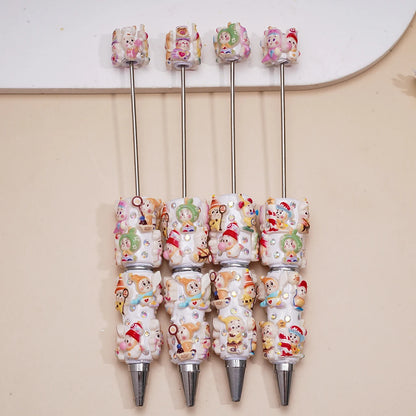Colored Background Seven-spotted Ladybug Ceramic Clay with Drill Pen Gift Pen Cartoon Ballpoint Pen
