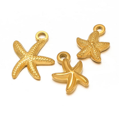 Ocean Style Sea Star Charm Stainless Steel 18K Gold Plated Starfish Charm Pendant for Jewelry Earring Necklace Making