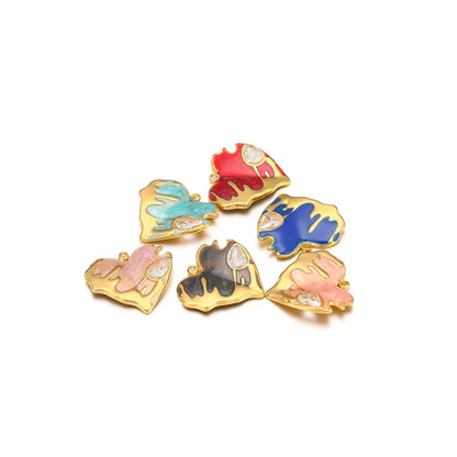 Nice Design Stainless Steel 18k Gold Plated Enamel Zircon Heart Charms Pendant for Jewelry Necklace Making Accessories