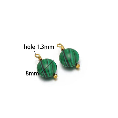 Handmade Stainless Steel 18K Gold Plated 8mm Natural Stone Charm Pendant for Jewelry Necklace Making Wholesale