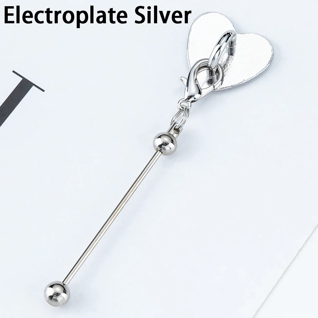 DIY Beadable Keychain Bar with Heart Sticker Adhesive Cup Pendant Mini Lobster Clasp