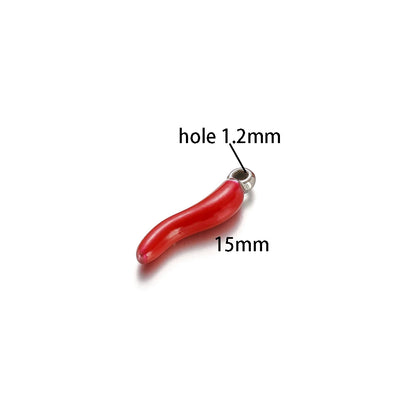 Colorful Enamel Stainless Steel 18K Gold Plated Red Pepper Chilli Charms Pendant for Jewelry Findings & Components