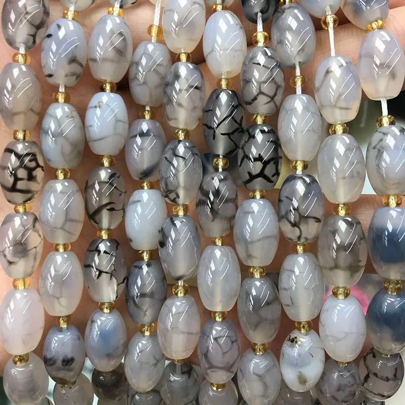 New Natural 8x12mm Rice Dyed Rainbow Colorful Agate Loose Bead, Mutil-color Agate Tourmaline for DIY Women Jewelry Making