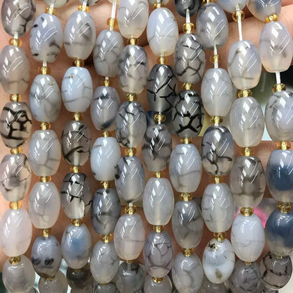New Natural 8x12mm Rice Dyed Rainbow Colorful Agate Loose Bead, Mutil-color Agate Tourmaline for DIY Women Jewelry Making