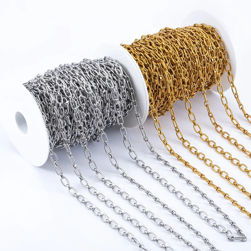 11x6.5mm Stainless Steel Rectangle Chain Quality E683 Waterproof 18k Gold Plated Necklace Wholesale Jewelry Findings Components