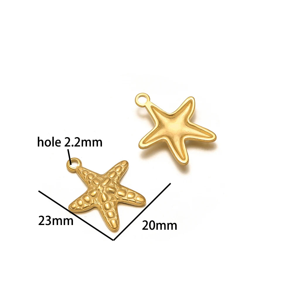 Ocean Style Sea Star Charm Stainless Steel 18K Gold Plated Starfish Charm Pendant for Jewelry Earring Necklace Making