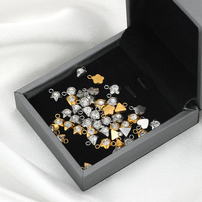 Waterproof 1 18k Gold Plated Stainless Steel Star Heart Zircon Charm Pendant for DIY Necklace Jewelry Making Accessories