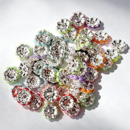 Bulk Silver Plated Wavy Shape Macaron Color Flower Spacer Beads 10MM for DIY Jewelry Making