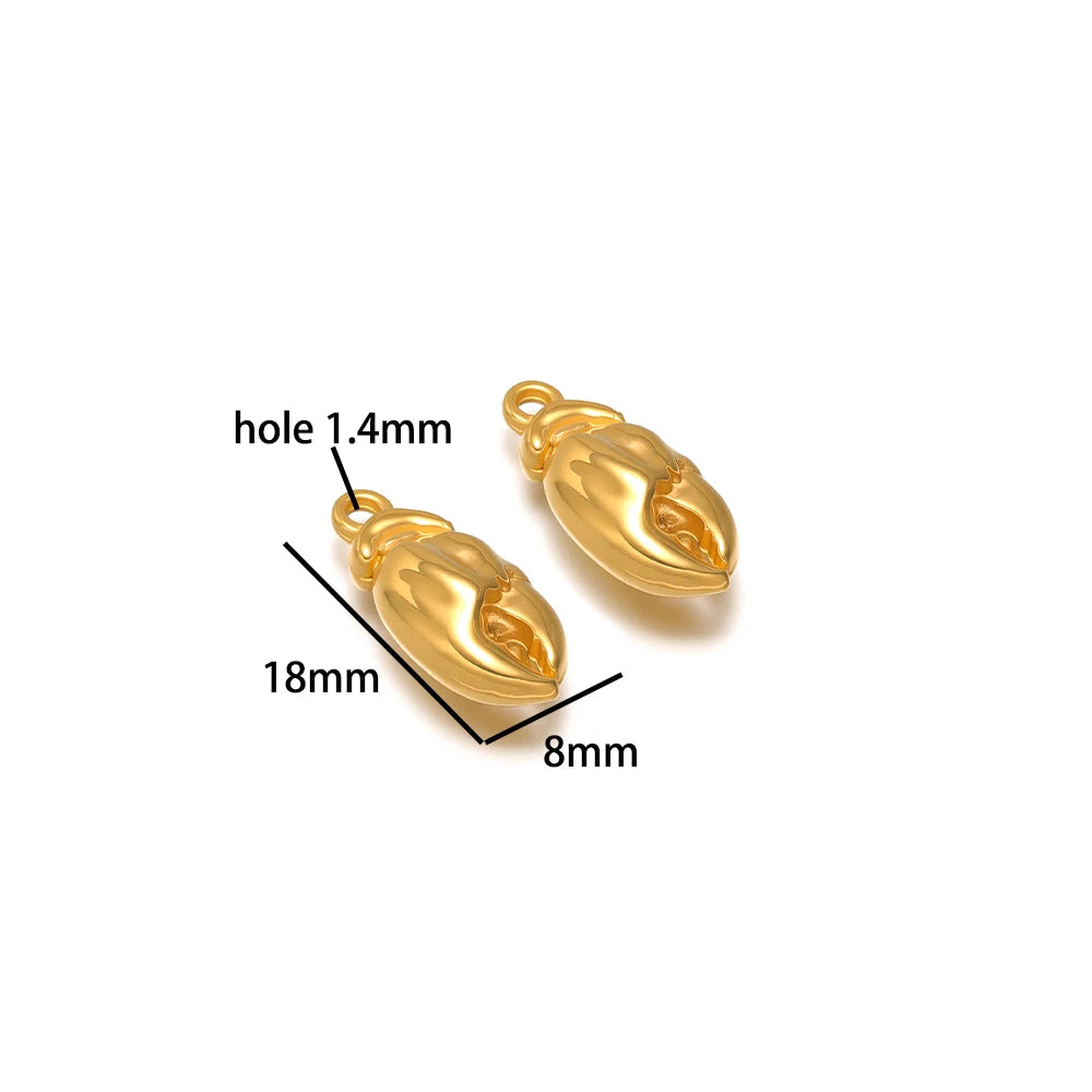 DIY Pendant 18k Gold Plated Stainless Steel Heart Sunflower Turtle Shrimp Fish Charm Pendant for DIY Necklace Jewelry Making