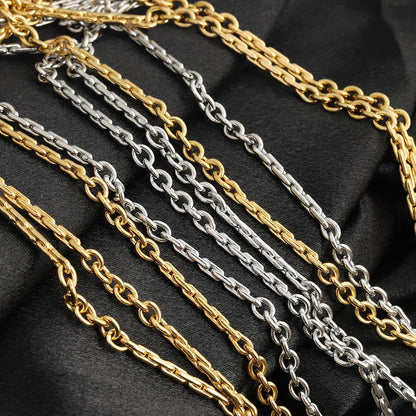 D820 Split Joint Link Neck Chains for Men Women Hiphop Punk Choker Metal Stainless Steel Cross Necklace Chain Jewelry