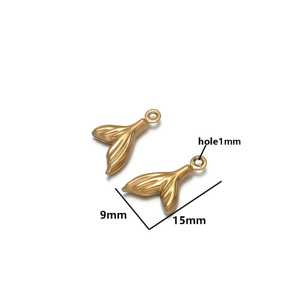 20pcs/bag Stainless Steel 18k Gold Plated Hollow Starfish Lobster Fish Shell Charms Pendant for DIY Jewelry Necklace Making