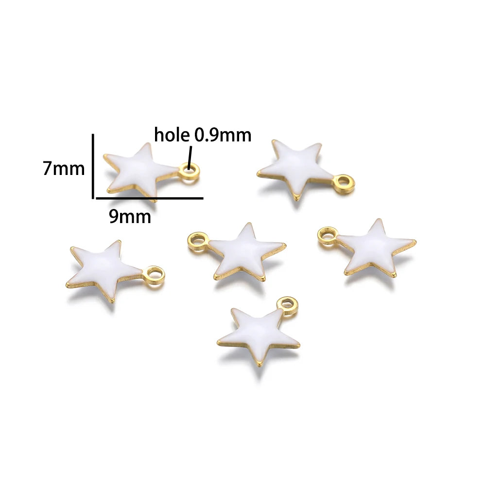 Luxury Charms 304 Stainless Steel 18k Gold Plated Moon Star Cross Lightning Enamel Charm Pendant for DIY Jewelry  Making