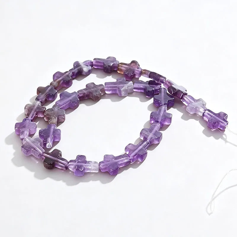 Natural Stone Christian Cross Beads Colorful Stones Loose Beads Strand for DIY Jewelry Making Bracelets Necklaces 12x16x5mm
