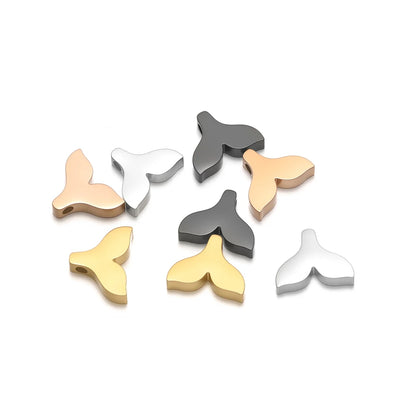 Wholesale 18k Gold Plated Stainless Steel Fishtail Charm Pendant for Necklace Bracelet Jewelry Making Supplies