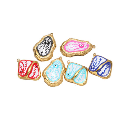 Bulk Gold Plated Eye Charms 35 * 21.5mm, Irregular Teardrop Enamel Pendant, 1.7mm Hole DIY Jewelry Making Supplies for Women