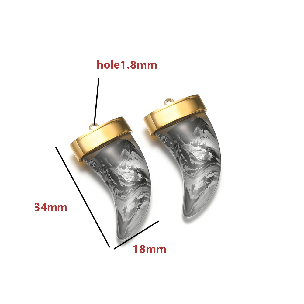 Wholesale Multicolor Glass Crescent Pendants 34 * 18mm - Bulk Horn Charms with Large 1.8mm Single Hole for Craft Supplies