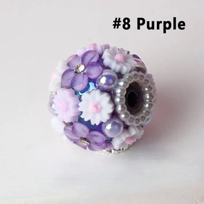 Mini Flower Design Colorful Pearls & Clear Rhinestones Round Acrylic Beads for Craft Jewelry Making
