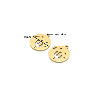 DIY Pendants Stainless Steel 18k Gold Plated Hollow Cactus Butterfly Star Sun Eyes Charm Pendants for Jewelry Necklace Making