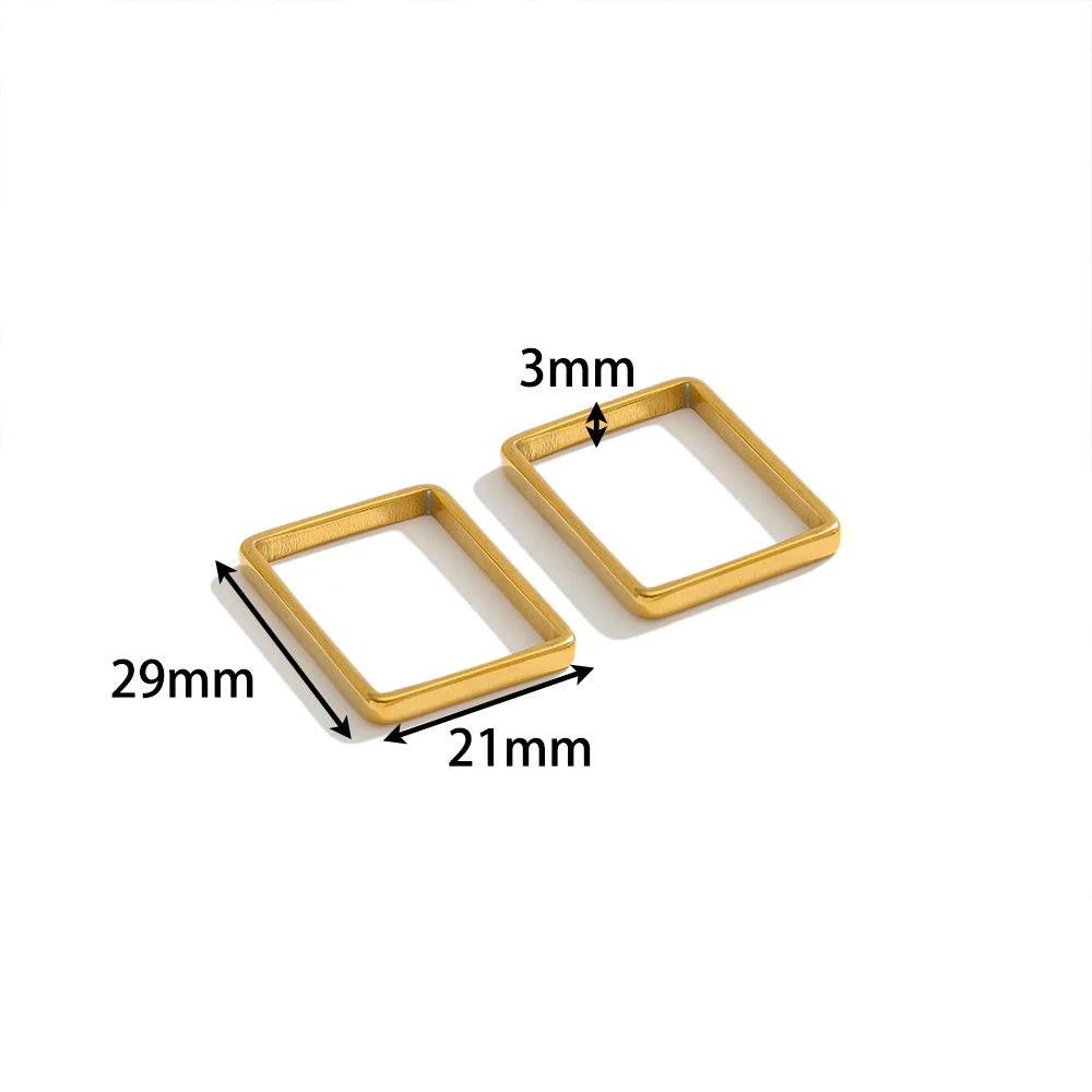Geometric 18K  Gold Plated Stainless Steel Charm Oval Heart Square Charm Pendant for Jewelry Necklace Earring Making Accessories