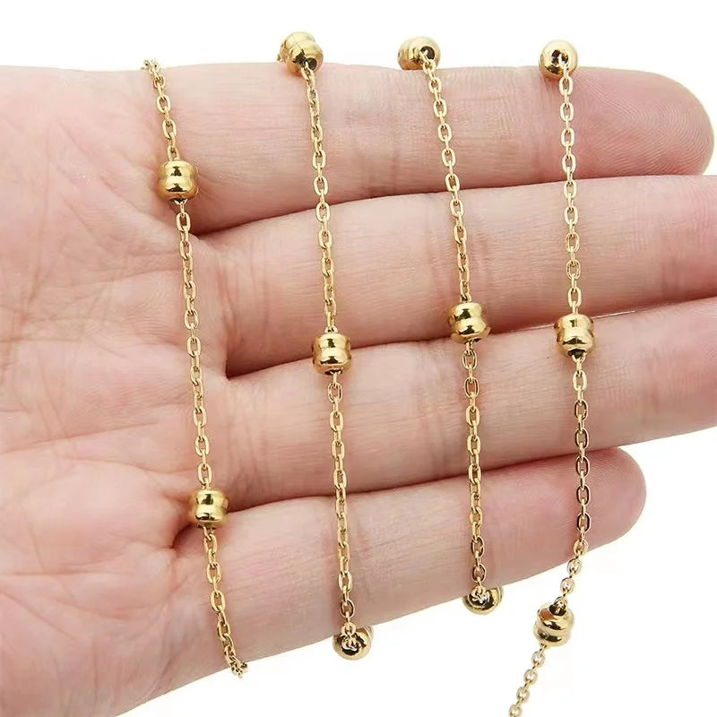 A1089 High Quality 1.8mm Jewelry Chain 18k Gold Stainless Steel Ball Chain Jewelry Accessory Bulk Chain