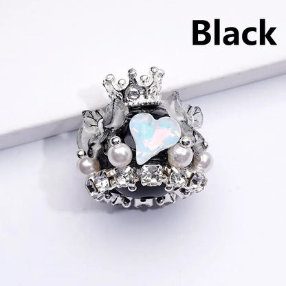 Handmade Silver Alloy Crown Pendant with Acrylic Beads Butterfly Hearts and Clear Rhinestones for Pen Making