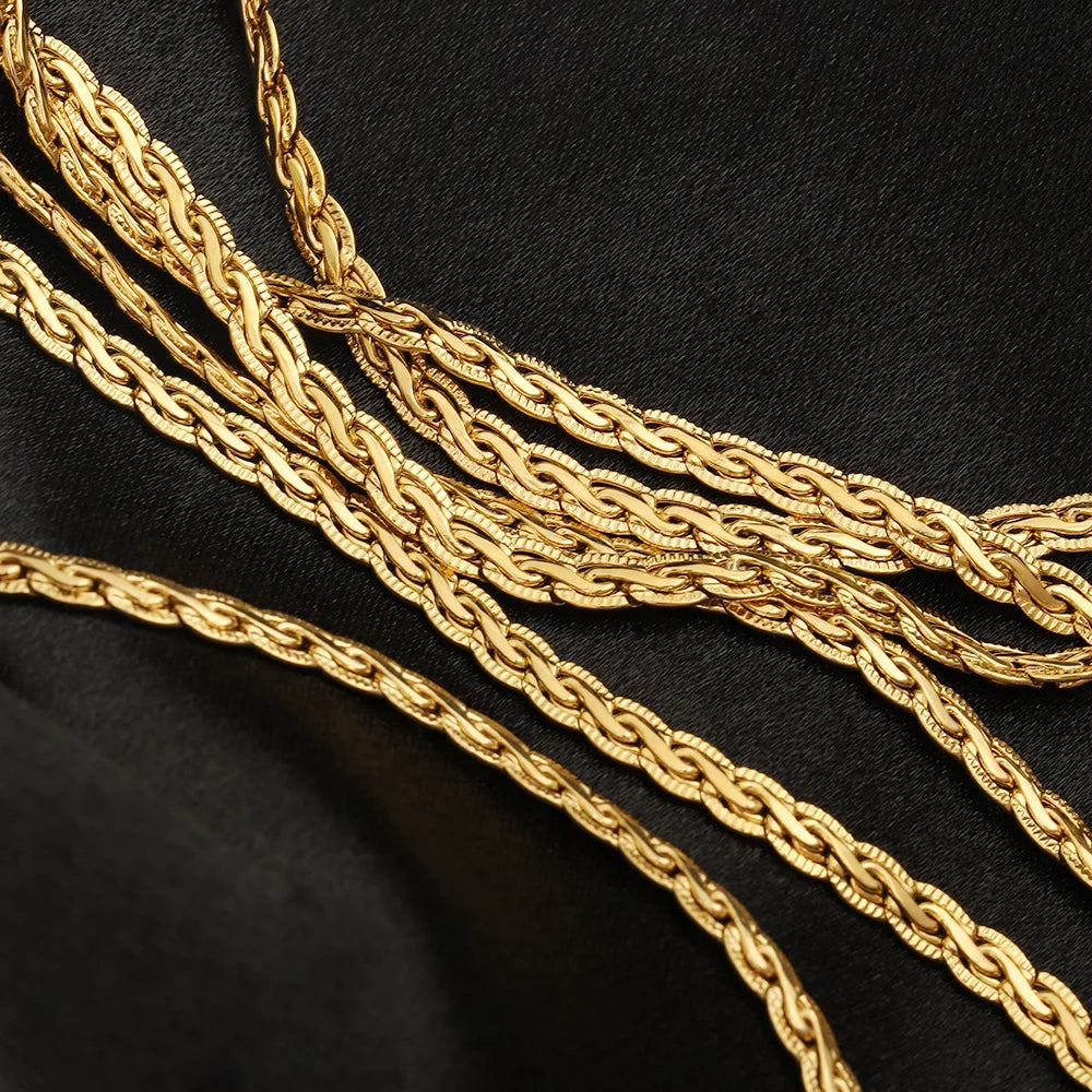 D797 Heavy Hip Hop Geometric Flattened S Twist Embossed Rope NK Chains Jewelry Findings Stainless Steel for Making