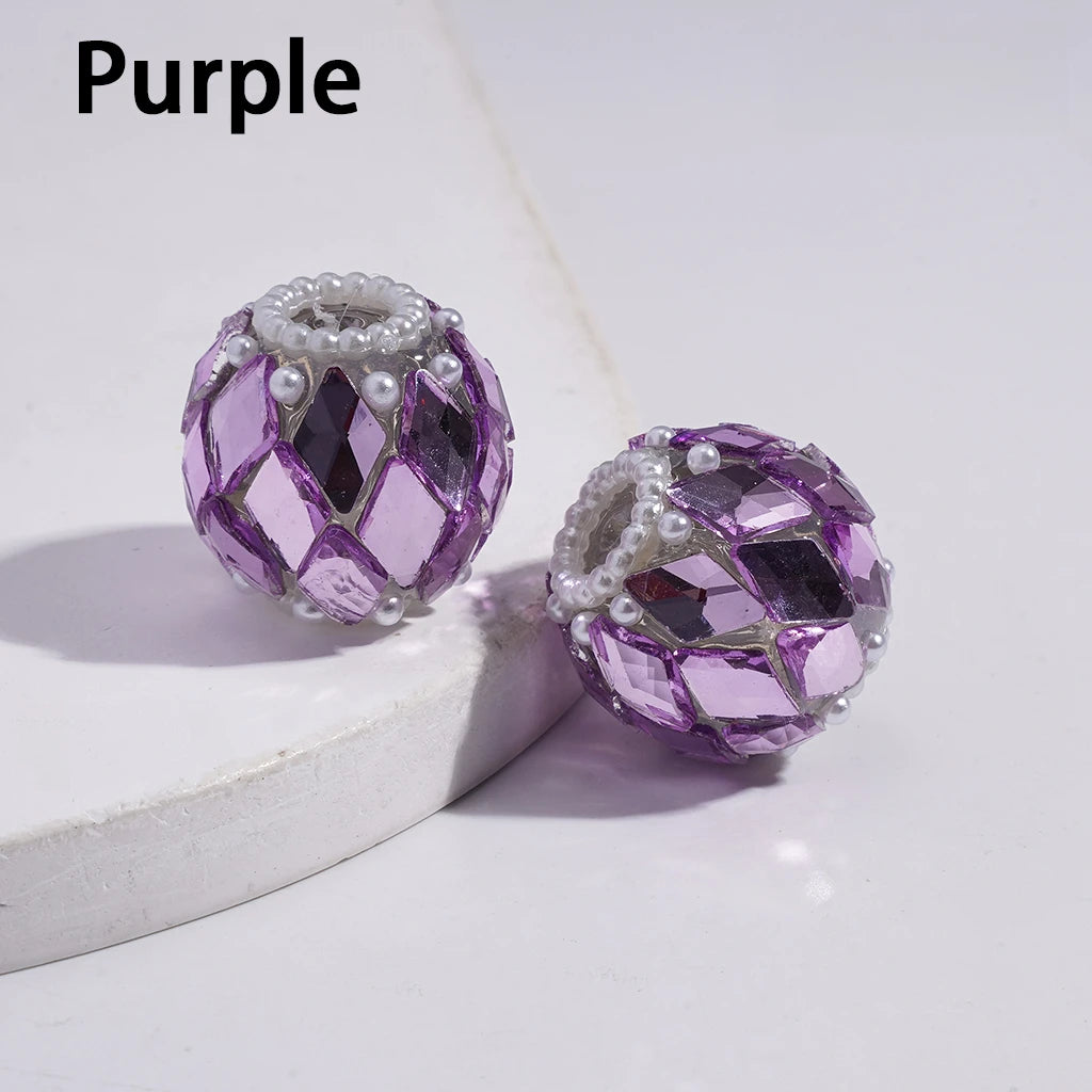 Handmade 18MM Multi-Color Acrylic  Beads with Rhombus Rhinestone White Pearl for DIY Pen Jewelry Making