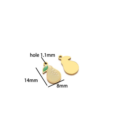 Colorful Fruits Pendant 18k Gold Plated Stainless Steel Strawberry Bananas Cherry Mushroom Charm Pendant for DIY Jewelry Making