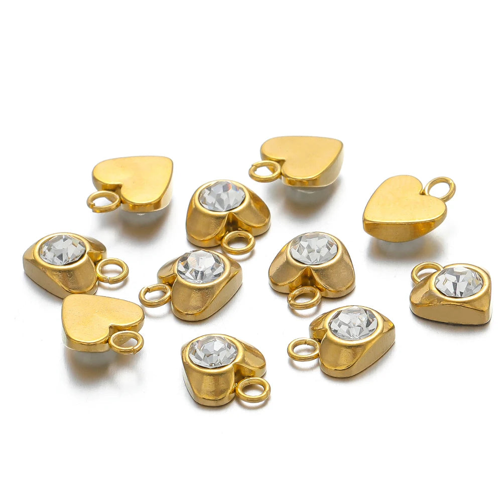 Waterproof 1 18k Gold Plated Stainless Steel Star Heart Zircon Charm Pendant for DIY Necklace Jewelry Making Accessories