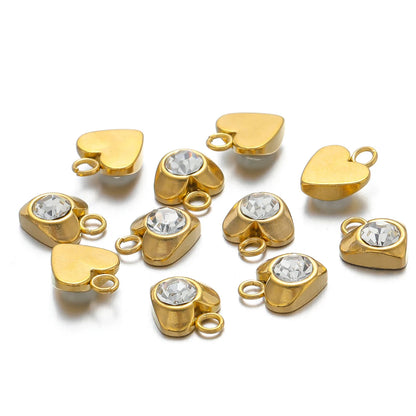 Waterproof 1 18k Gold Plated Stainless Steel Star Heart Zircon Charm Pendant for DIY Necklace Jewelry Making Accessories