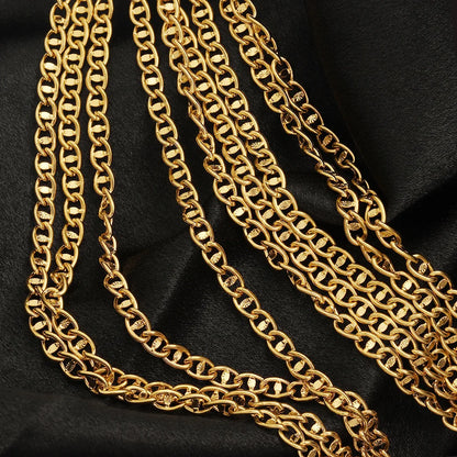 D821 Stainless Steel Embossed Coffee Bean Pig Nose Chain Handmade Chain Necklace Bracelet Jewelry Making Accessories 4.3mm