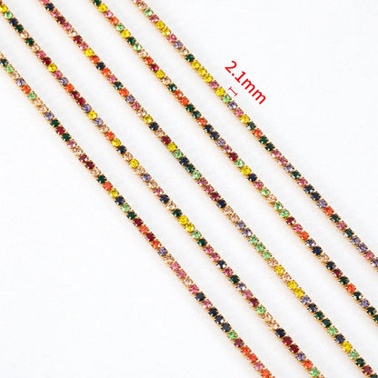 A2443 Fashion Stainless Steel Bulk Chain Roll Crystal Colorful rainbow Necklace Bracelet Making Chain for Diy