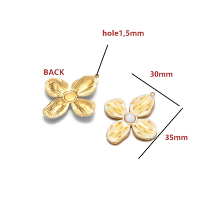 18K Gold-Plated Enamel Four-Leaf Clover Pendant Lucky Charm Hollow Necklace-DIY Jewelry Making Supplies (Wholesale) Model