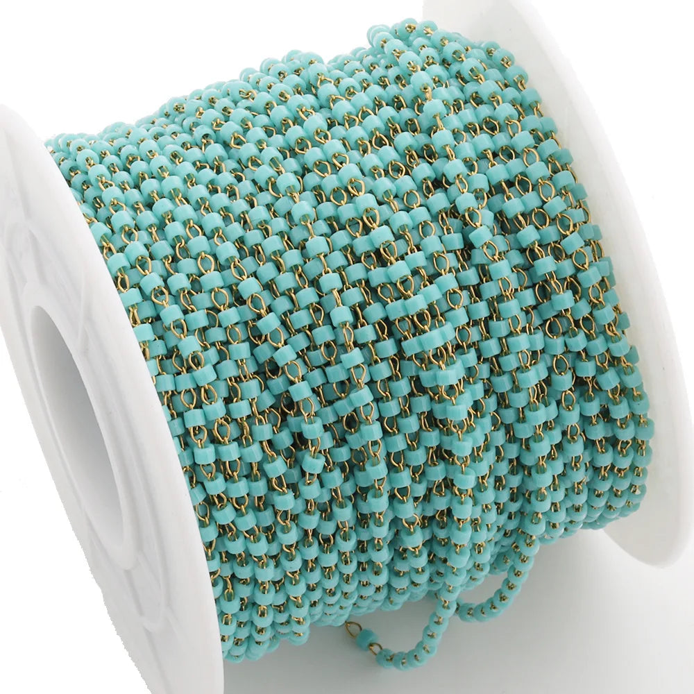 A2591 Hot Selling Miyuki Beads Beaded Necklace Bracelet Chain Stainless Steel Colorful Jewelry Making Chain