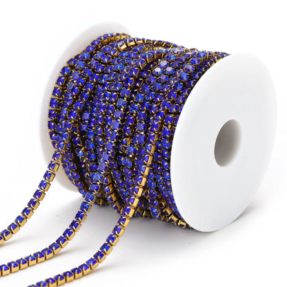 E369 2MM Colorful Rhinestones Chain Colored Bottom and Stones Glass Rhinestones Trimming Crystal Cup Stainless Steel Chain