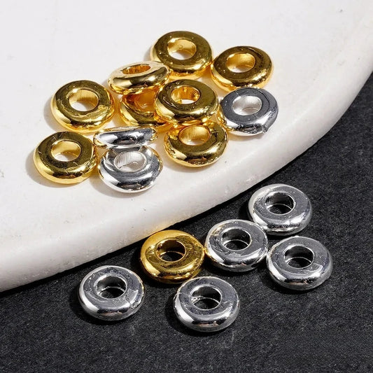 6mm Wholesale Circle-Shaped Alloy Spacer Beads Gold and Silver for DIY Pen Beads Bracelet Making Jewelry Making Supplies