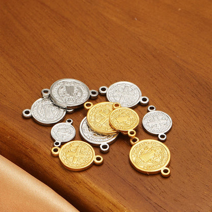 Unisex Religious Ornament Stainless Steel Gold Plated Double Hole Jesus Charm Pendant for Jewelry Making Wholesale
