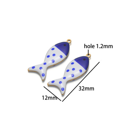 Wholesale 18k Gold Plated Stainless Steel Enamel Fish Charm Pendant for Jewelry Necklace Making Accessories