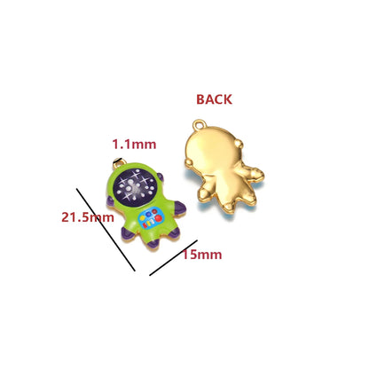 Enamel Penguin Shape 18K Gold Plated Stainless Steel Double Hole Charms for DIY Necklace Earring Making