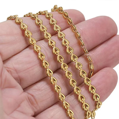 A8900 Hot Sale 18k Gold Stainless Steel Chain Heart Unique Necklace Bracelet Jewelry Making Chain Diy