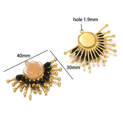 Handmade 18k Gold Plated Stainless Steel Crystal Geometric Flower Sun Charm Colorful Butterfly Pendant for Jewelry Making