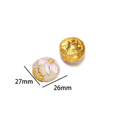 Luxurious Stainless Steel 18K Gold Plated Dragonfly Pattern Maple Leaf Oil Drop Zircon Charm Pendant for Jewelry Necklace Making