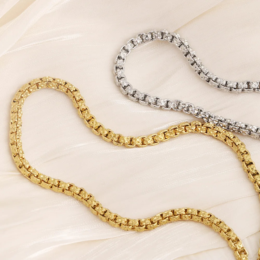 D342 Fashion Stainless Steel Chain Bulk Roll Box Chain for Necklace Bracelet Jewelry Diy