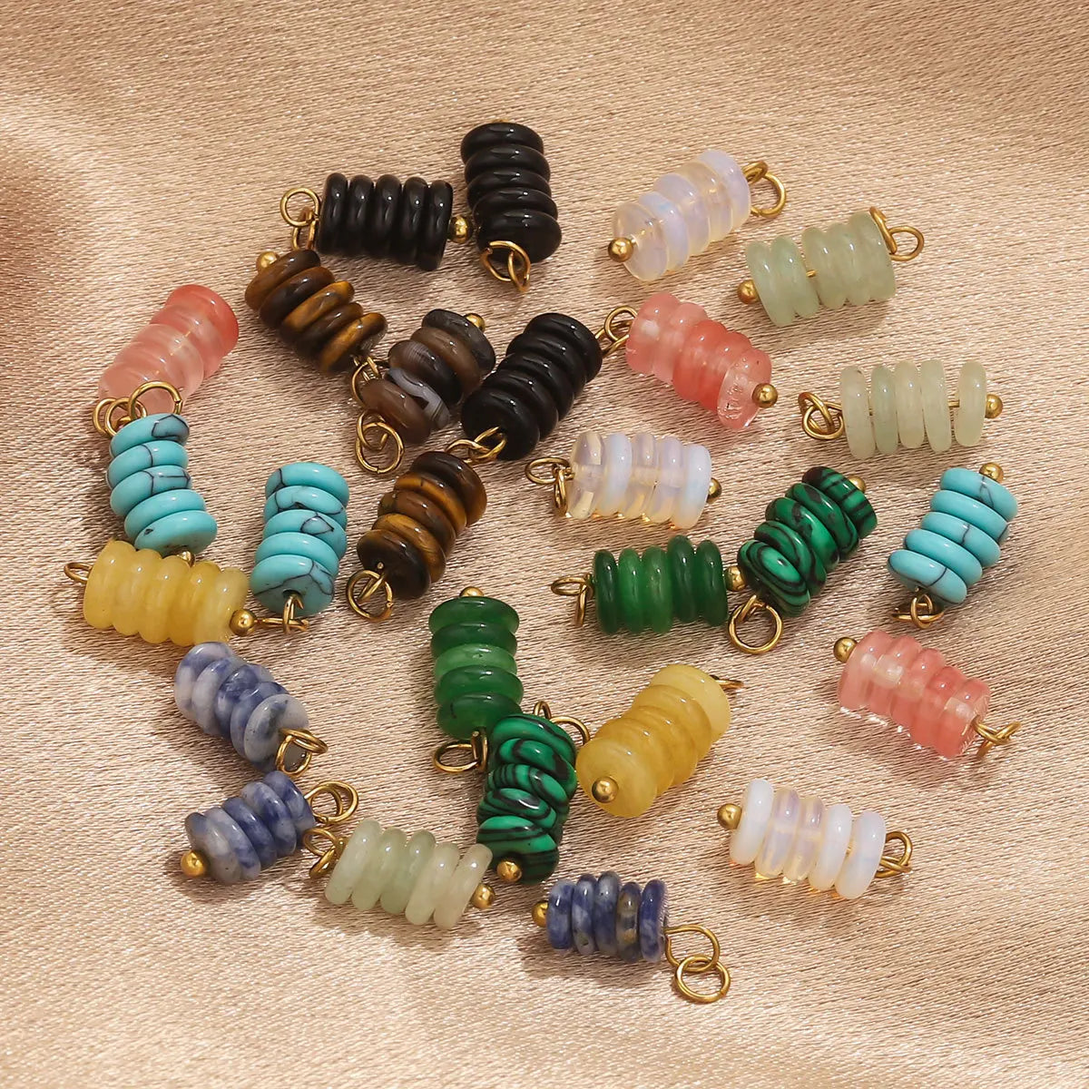 New Style Fashion Stainless Steel Gold Plated Tiger's Eye Stone Beads Charm Pendant for Earring Jewelry Making Accessories