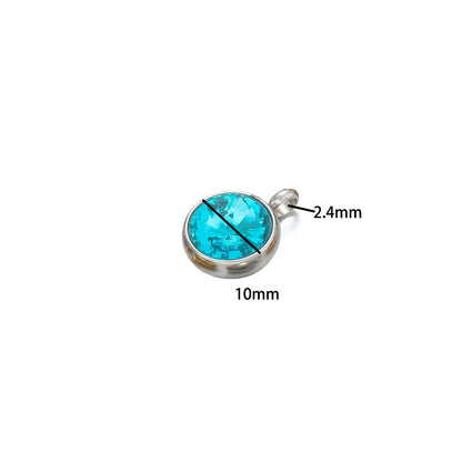 1bag 18K Gold Plated 304 Stainless Steel 10mm Round Crystal Zircon Charm Pendant for Necklace Earrings Making Accessories