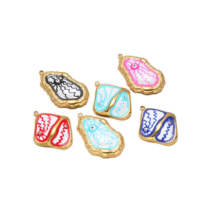 Bulk Gold Plated Eye Charms 35 * 21.5mm, Irregular Teardrop Enamel Pendant, 1.7mm Hole DIY Jewelry Making Supplies for Women