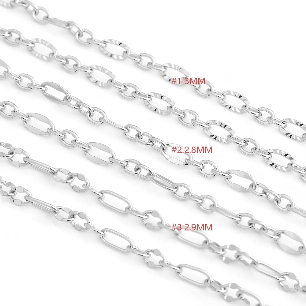 D655 New High Quality Stainless Steel Chain Unique Figaro Bulk Link Roll Chain with Gold Silver Plated Wholesale