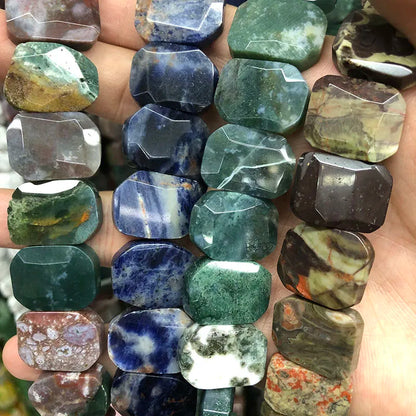 Natural Gemstone Faceted Irregular Faceted Freeform Flat Rectangle Polygon Beads Strand for Jewelry Making Bracelets Necklaces