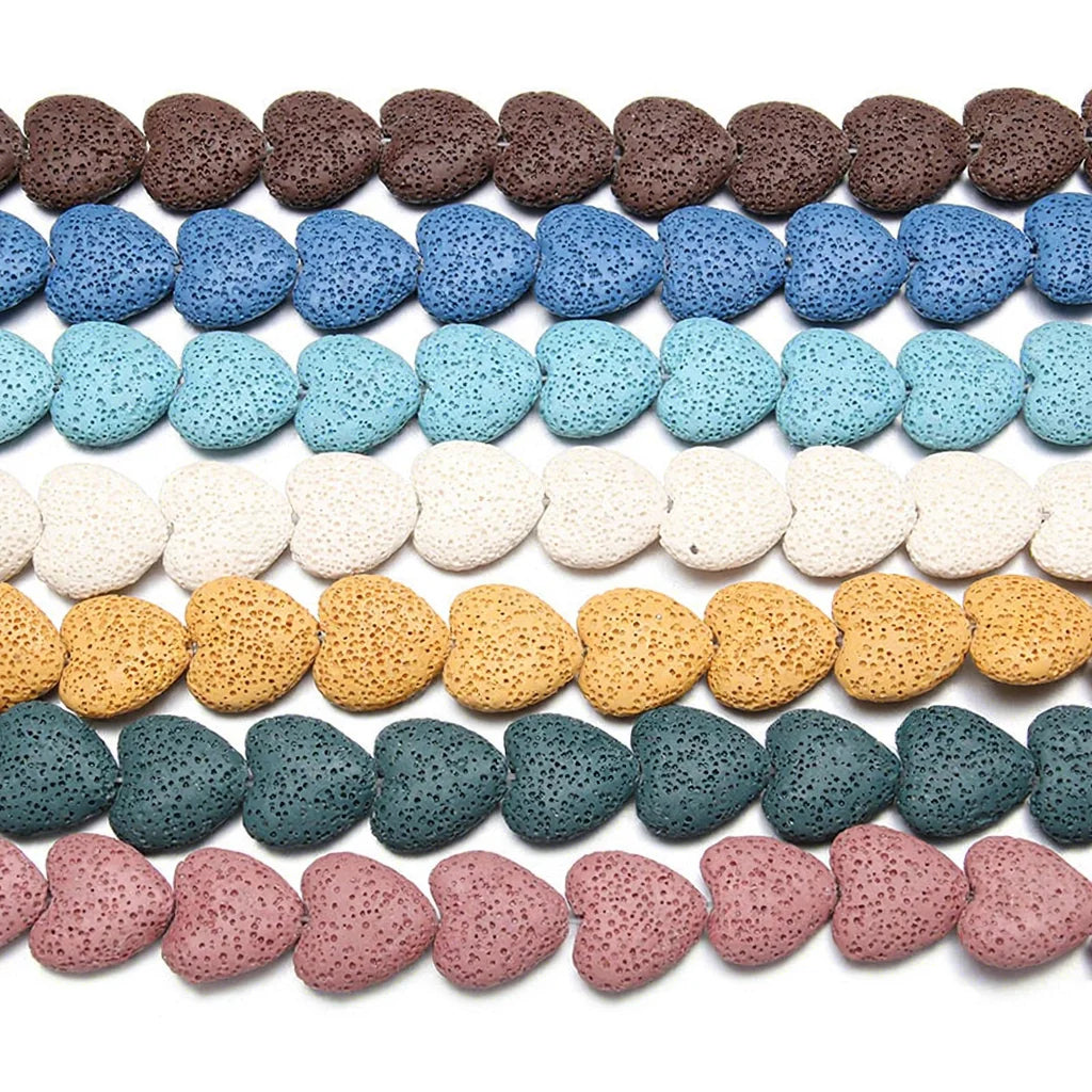 Wholesale Heart Shaped Multi Colors Pink Red Volcanic Rock Lava Stone Beads for Jewelry Making 20mm