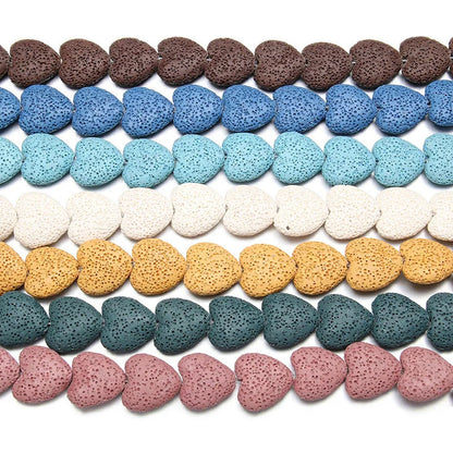 Wholesale Heart Shaped Multi Colors Pink Red Volcanic Rock Lava Stone Beads for Jewelry Making 20mm